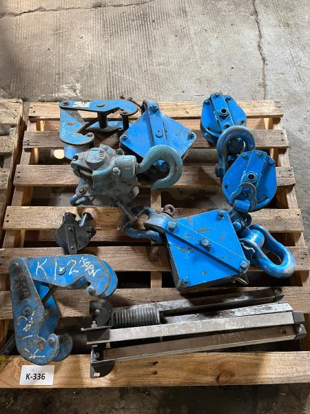 K-336 Pallet of Pulleys and clamps