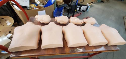 Lot of 5 CPR Dummy Bodies and 4 heads. 