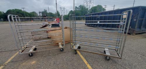 Lot of 2 Used Rolling Racks, 68"x64"x24"