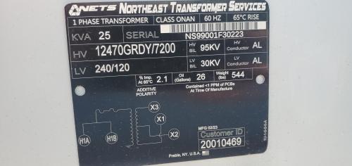 Lot of 3 Pad Mount 25KVA Transformers, Single Phase - Image 2