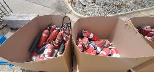 Lot of 67 Used Expired Non-Working Fire Extinguishers.