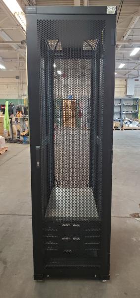 Hitachi Server Cabinet- 23"x48". Contains 2 Hitachi Blades(520XB1). No Keys.