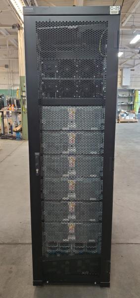 Hitachi Server Cabinet- 23"x48",  Contains 8 Hitachi HUSVM, 1 Legrand 41739-01. No Keys.