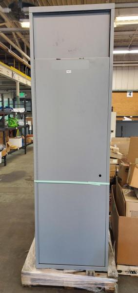 2 Used Metal Cabinets/Bins. 24"x21.5"×81". One is missing lock Cylinder, no keys available. - Image 2