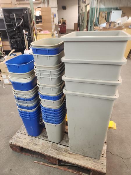 Lot of 41 Used Trash Bins, Varying Condition