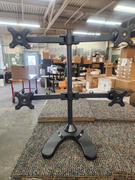 Used Quad Monitor Mount Fully Adjustable Desk Free Stand for 4 LCD Screens up to 27 inches,