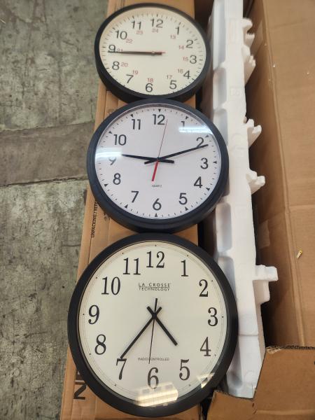 Lot of 29 Various Used Battery Operated Wall Clocks, Unknown Working Condition