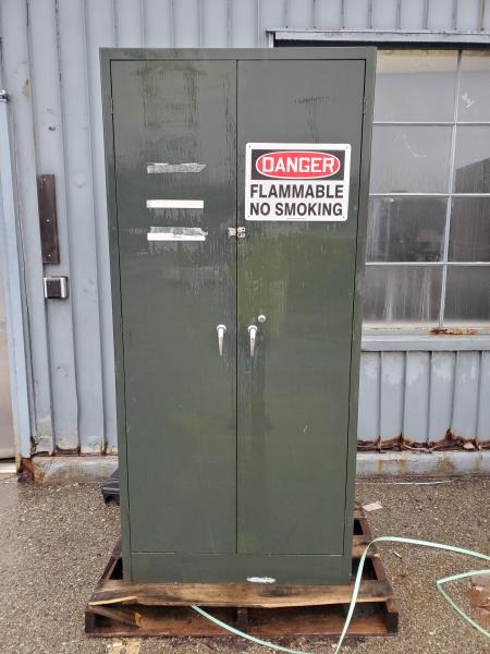 Used 6' 2 Door Metal Storage Cabinet, 3 shelf