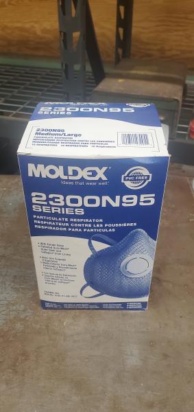 Lot of 53 Boxes of MOLDEX 2300N95 Particulate Respirators, Each Box Contains 100 Masks..