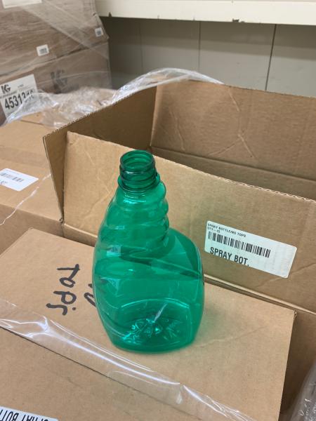 1 Lot of 11 Boxes of 15 Green Spray Bottles (No Tops)